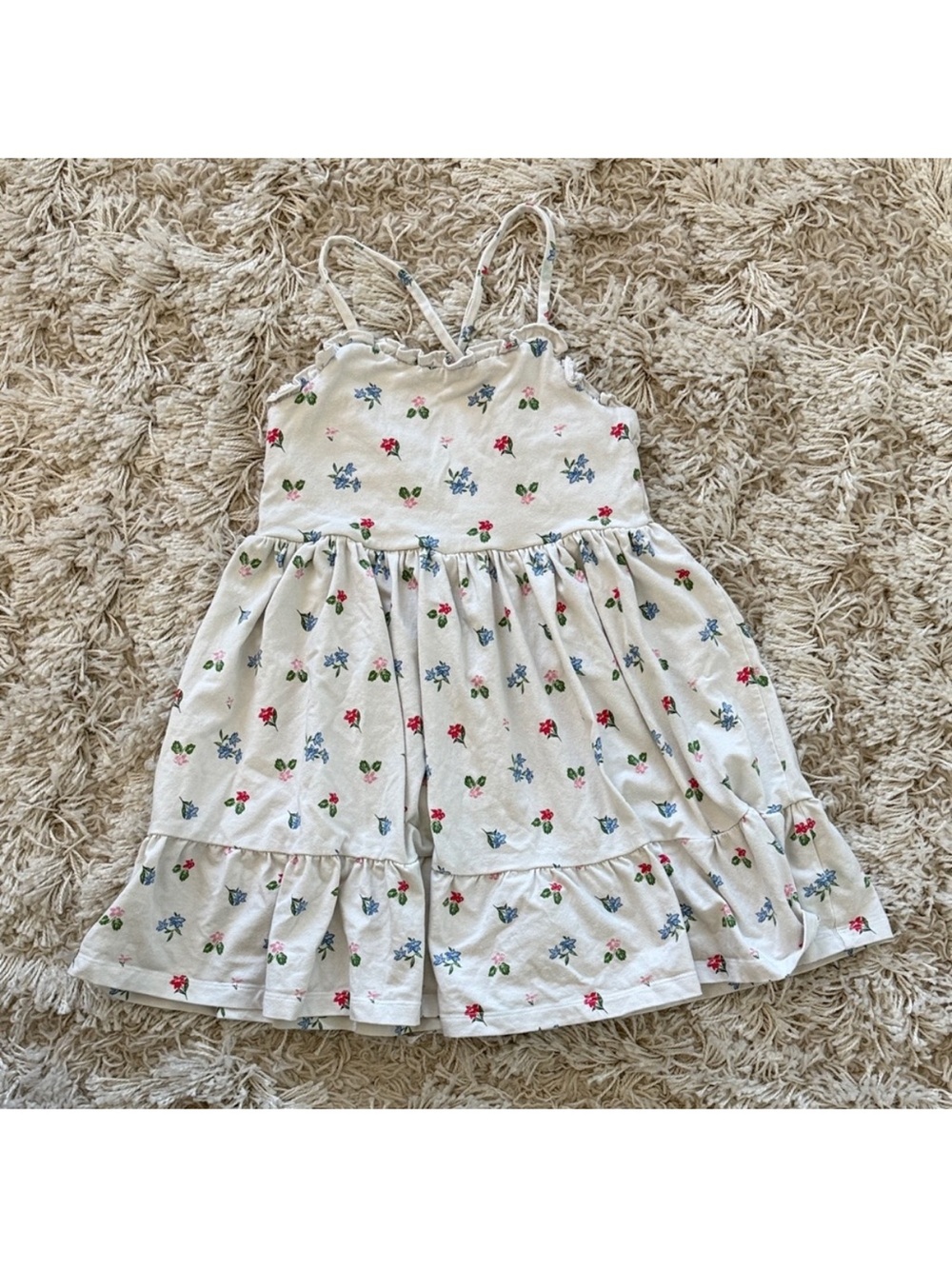 Janie and Jack Floral Ruffle
Trim Jersey Sundress in White Floral